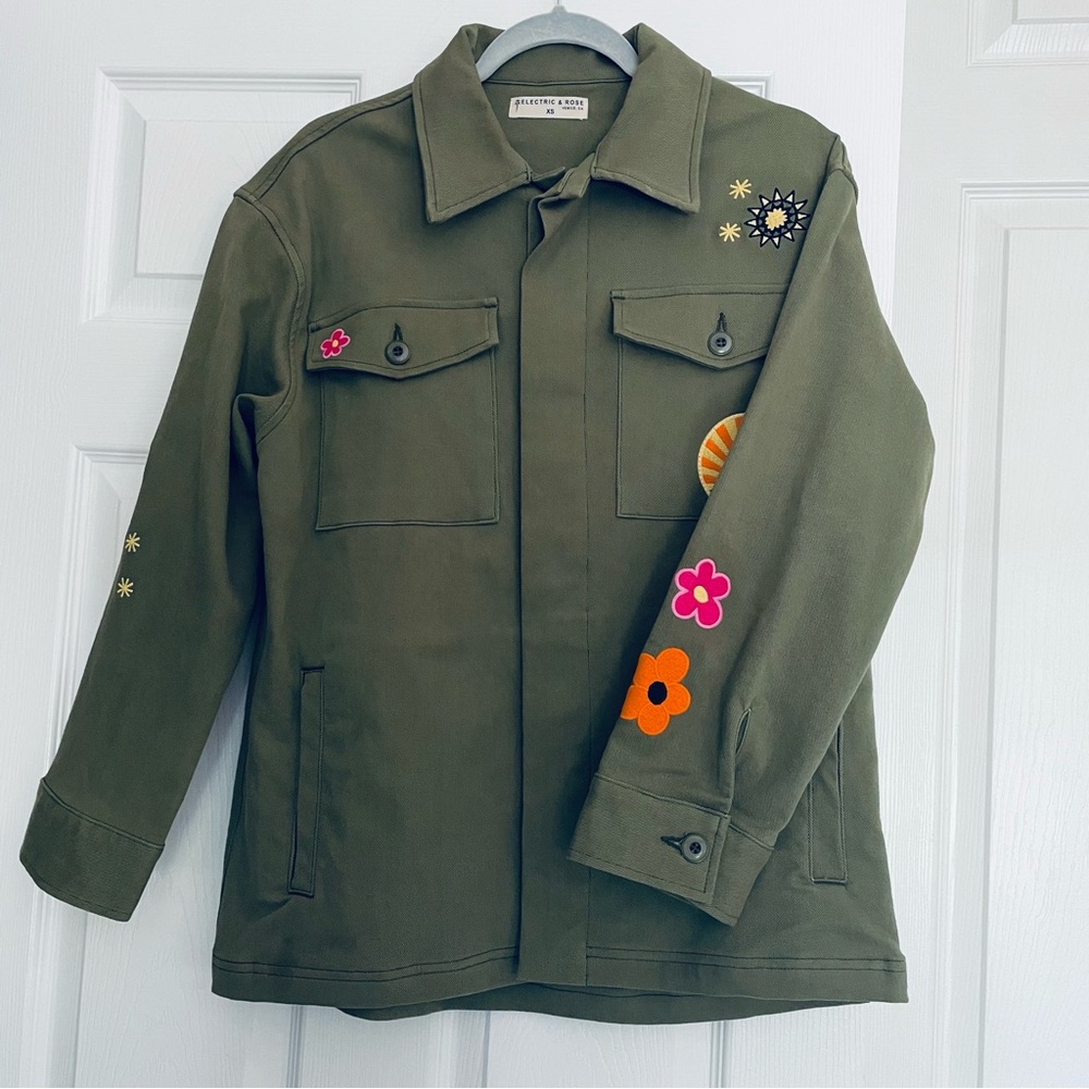 Electric & Rose Emerson military patch olive women’s jacket size XS